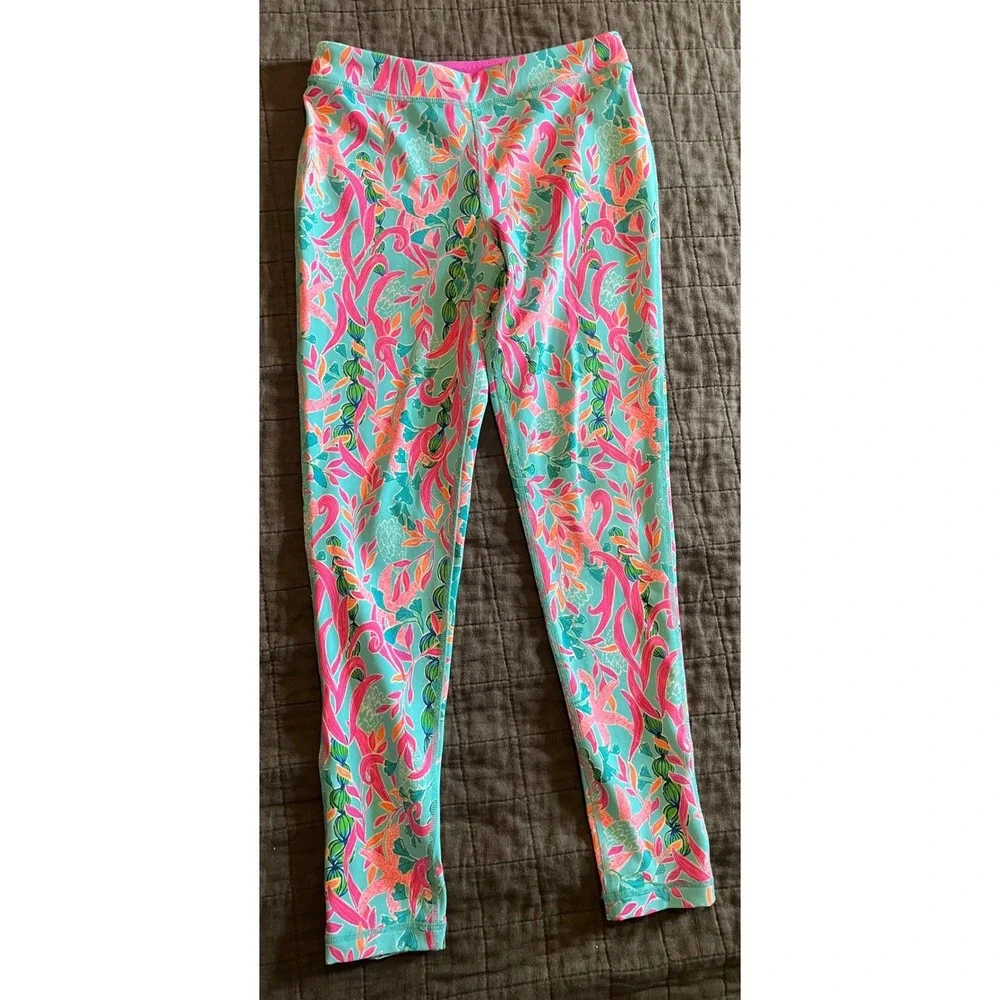 Lilly Pulitzer Luxletic Girls Seaweed Smaba Leggings Size L 8-10